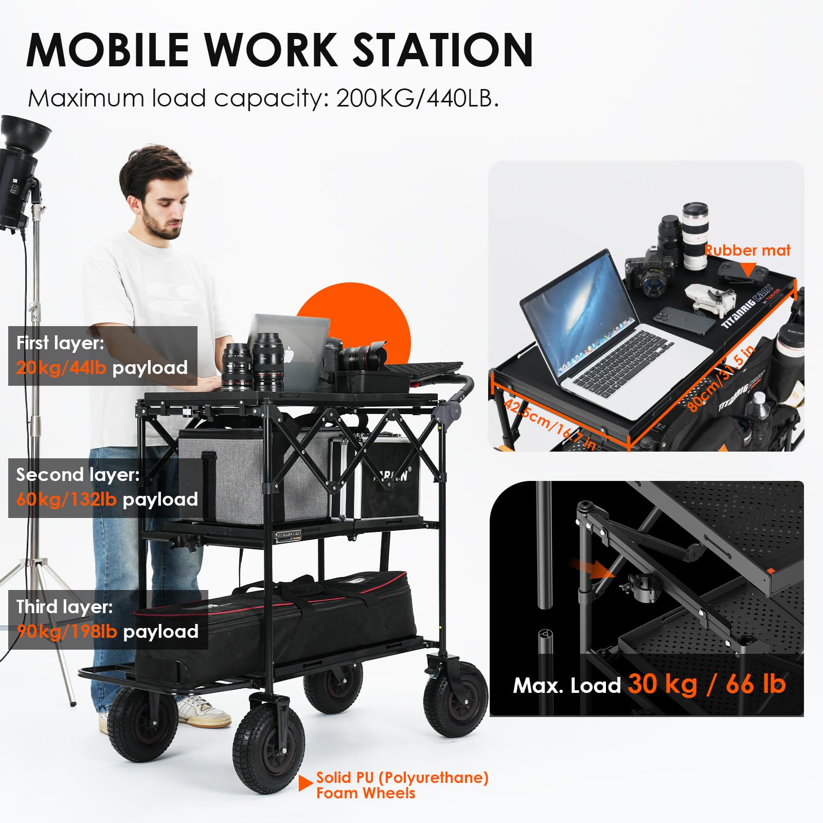 Titanrig Cart - Basic (PUホイール) Amazon.co.jp: TARION ビデオ制作カメラカート:カメラマン用折りたたみ